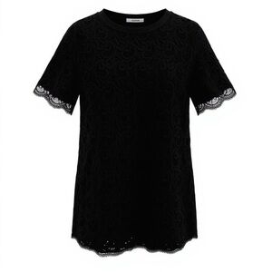 EUC I-D Black Lace Dress Crochet Embroidered Floral 8-10